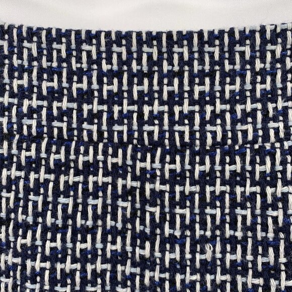TORY BURCH Darren Navy Blue and White Cotton Tweed Pencil Skirt Size 2 - Picture 3 of 6